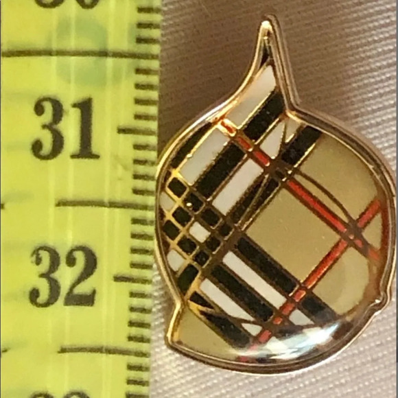 Burberry Gold and Black Plaid Brooch - Picture 4 of 5